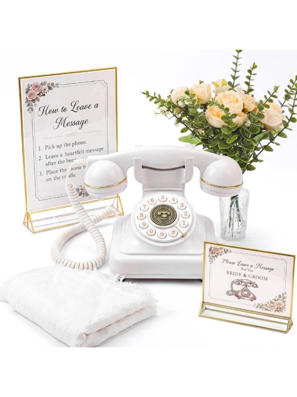 Wedding Audio Guest Book Phone & Elegant Table Decor Set - Classic Keepsake